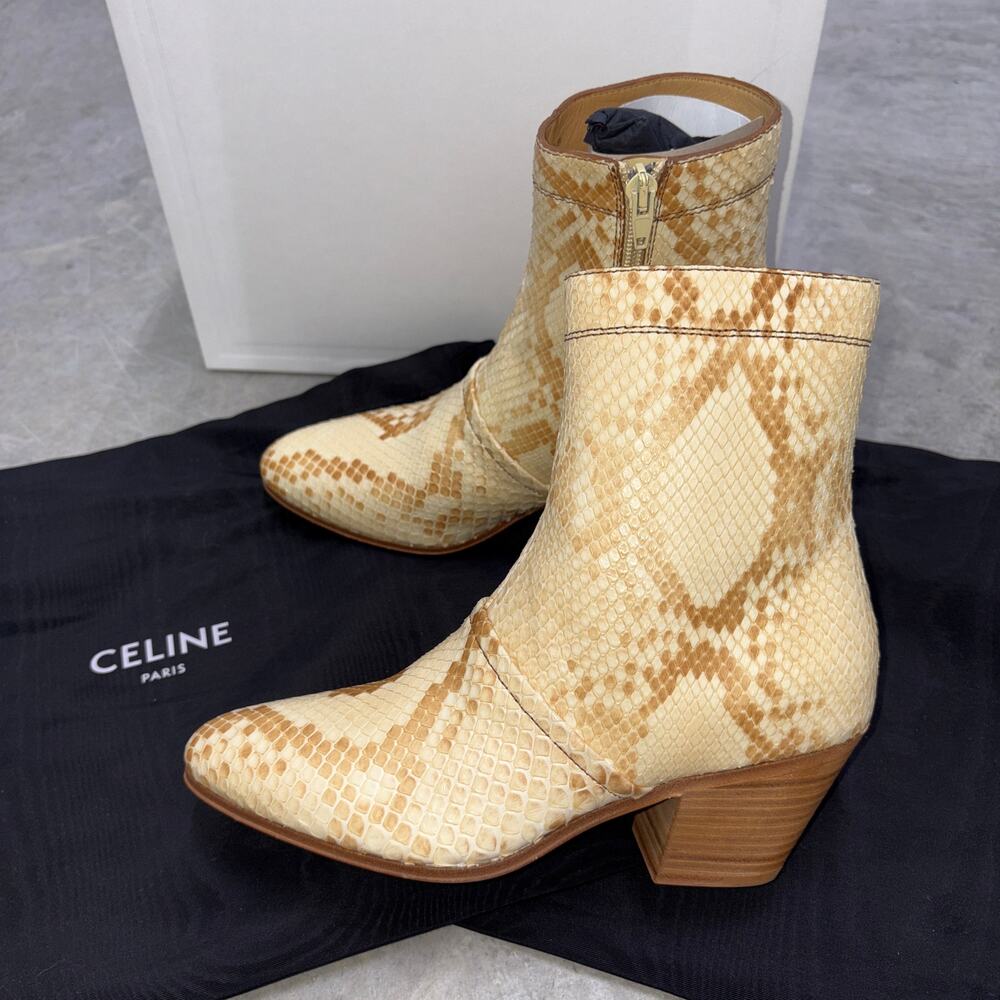Céline - Women's Python with Side Zip 6,5cm - 35 Ankle Boots - Brown - Leather